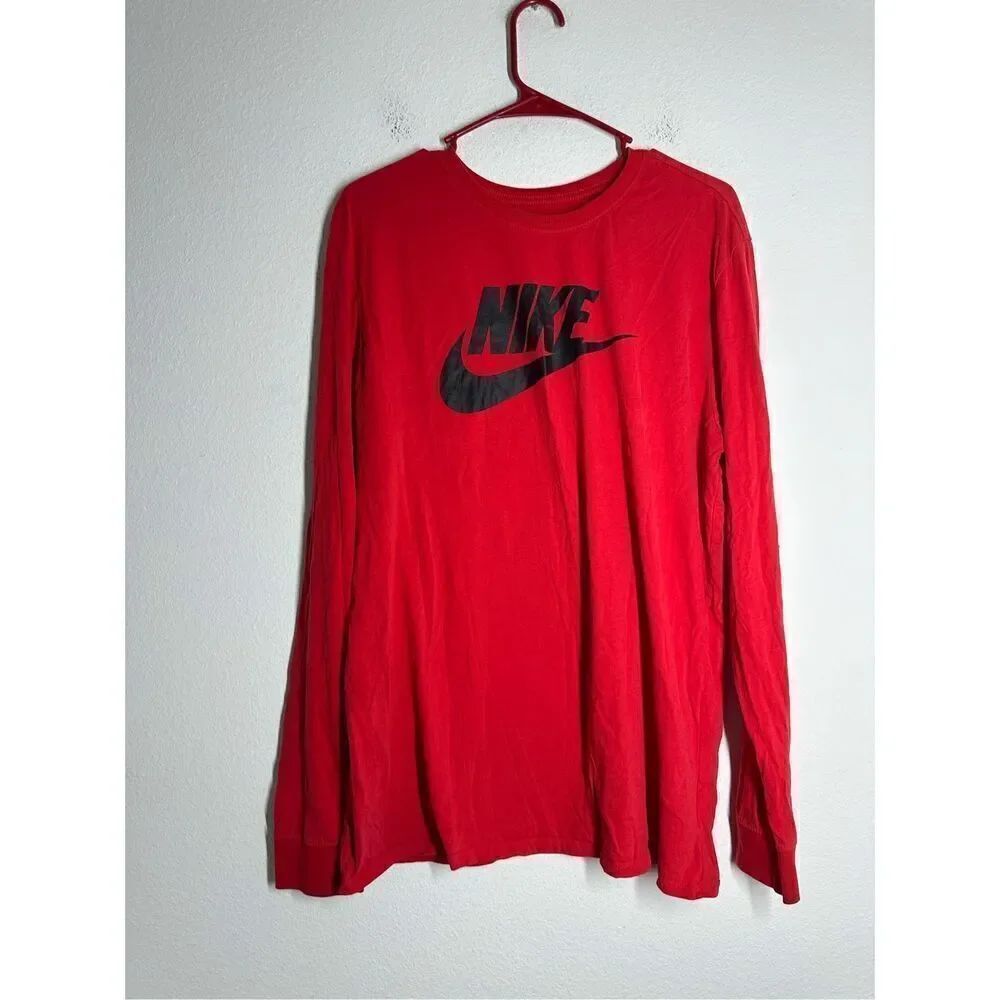 Nike Swoosh Futura Long Sleeve Tee University Red Size XL Cotton